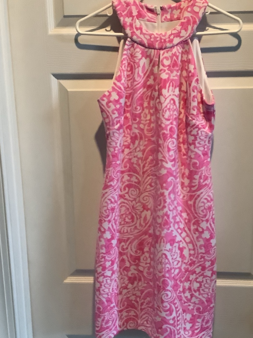 Vince Camuto Pink and White Textured Halter Dress‎